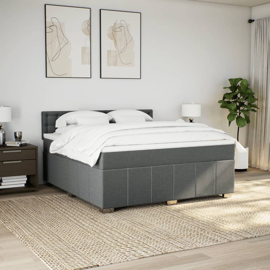 Cama com molas/colchão 180x200 cm tecido cinzento-escuro
