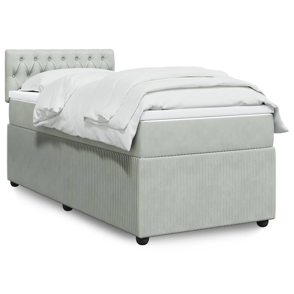 Cama com molas/colchão 80x200 cm veludo cinza-claro