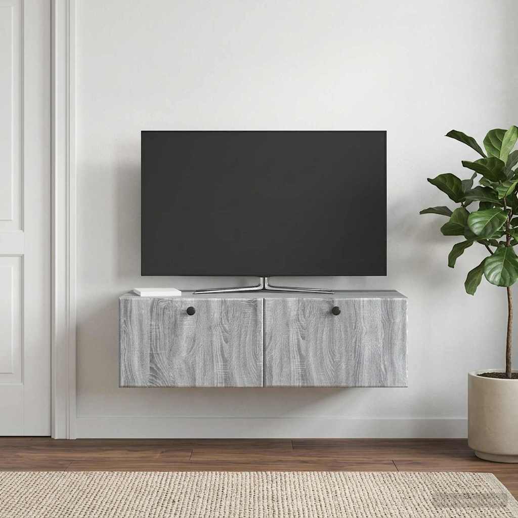 Gabinete de TV de parede 98 x 41 x 30 cm sonoma cinzento