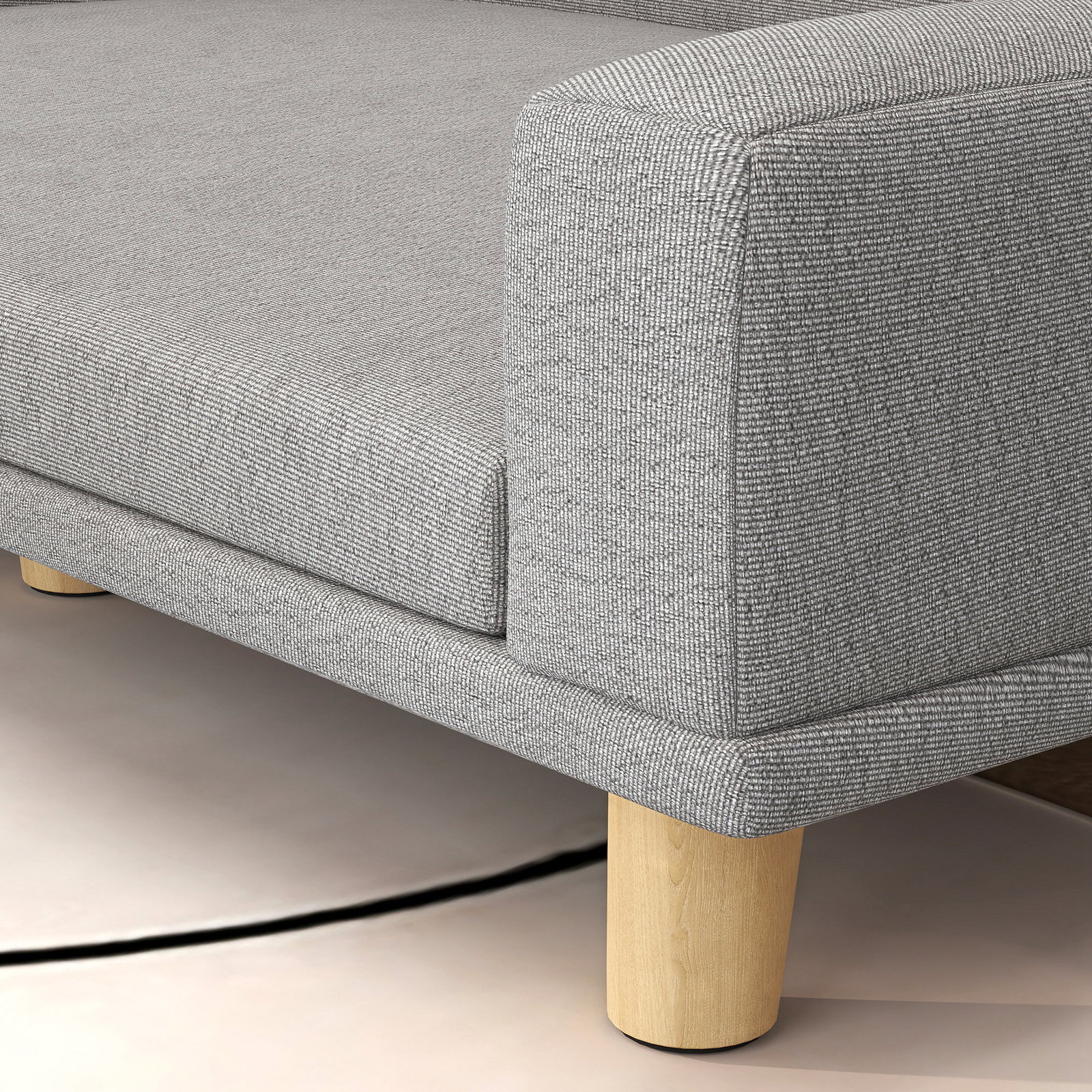 Sofá para cães cama elevada para cães estofada com almofada lavável e pés de madeira de pinho 98x67x25 cm cinza