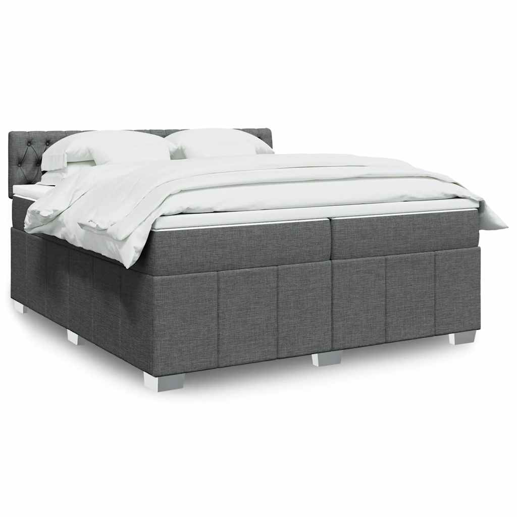 Cama com molas/colchão 200x200 cm tecido cinzento-escuro