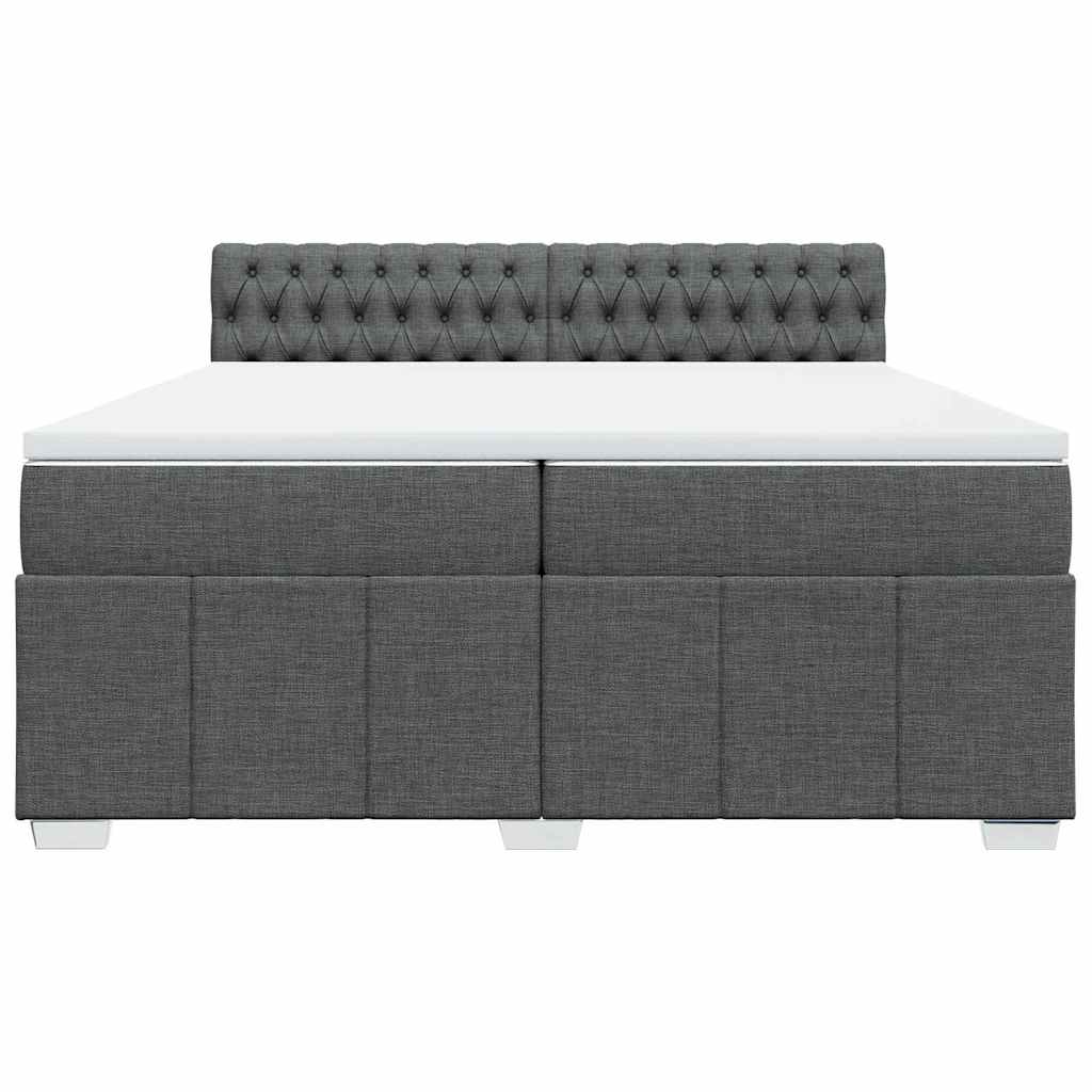 Cama com molas/colchão 200x200 cm tecido cinzento-escuro