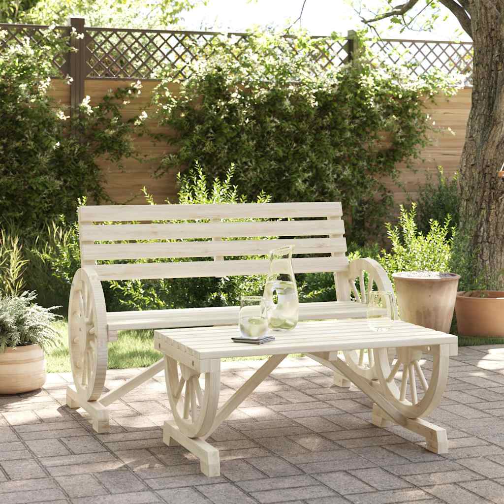 2 Pcs conjunto lounge de jardim madeira de abeto maciça