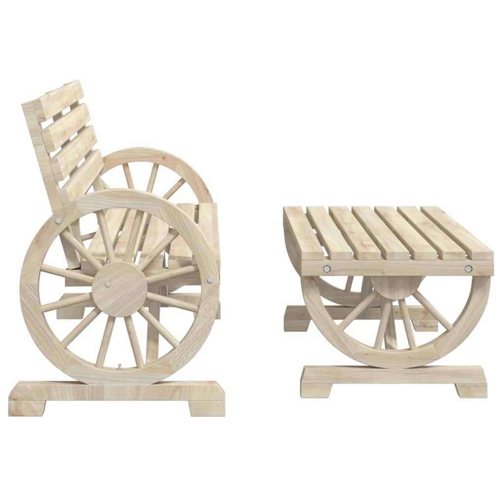 2 Pcs conjunto lounge de jardim madeira de abeto maciça