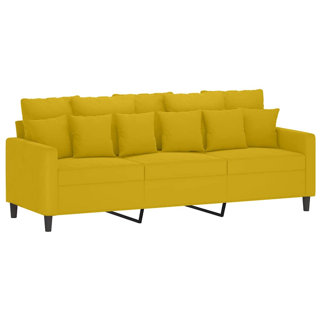 2 Pcs conjunto de sofás com almofadões veludo amarelo