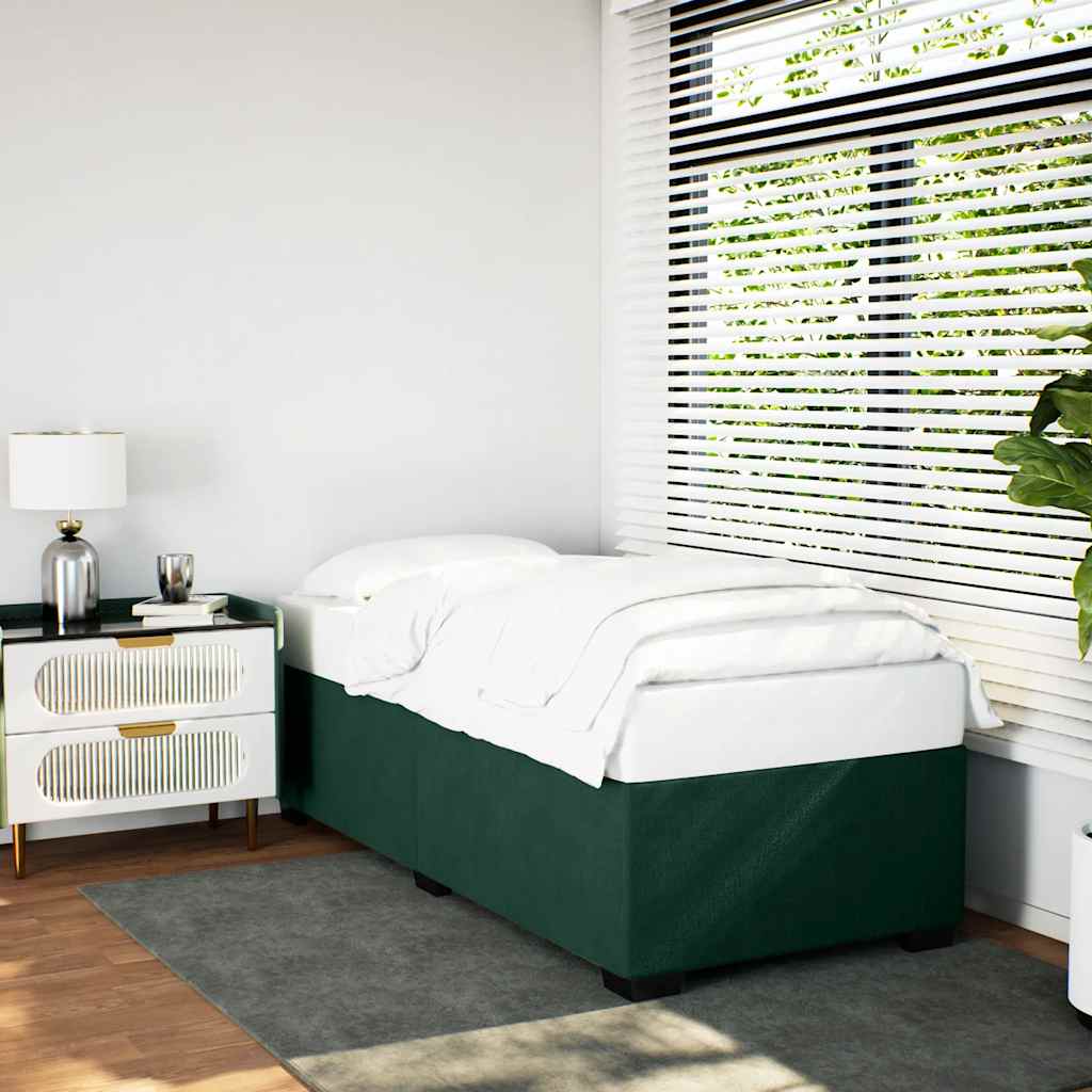 Estrutura de cama sem colchão 90x190 cm veludo verde-escuro