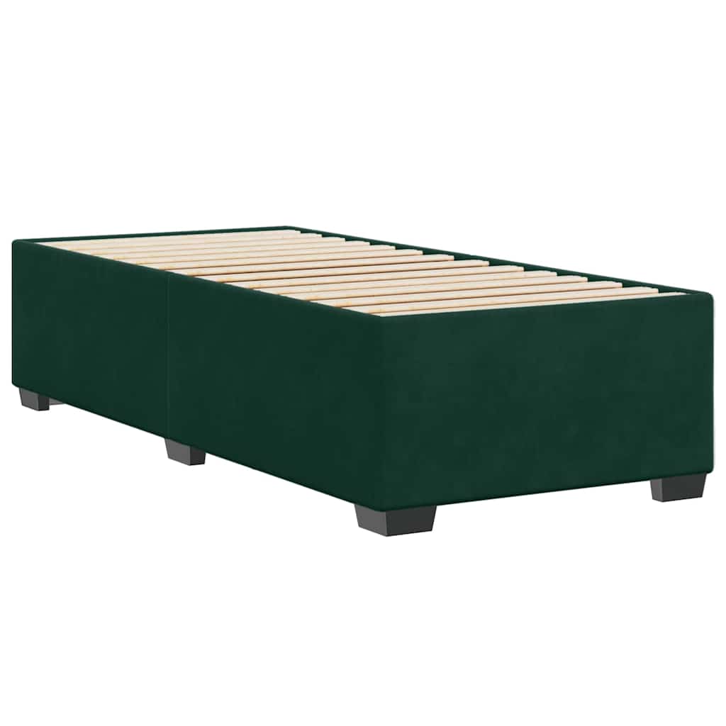 Estrutura de cama sem colchão 90x190 cm veludo verde-escuro