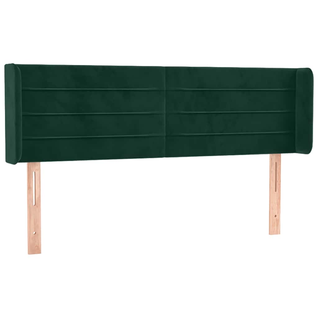Cabeceira cama c/ luzes LED veludo 147x16x78/88 cm verde-escuro
