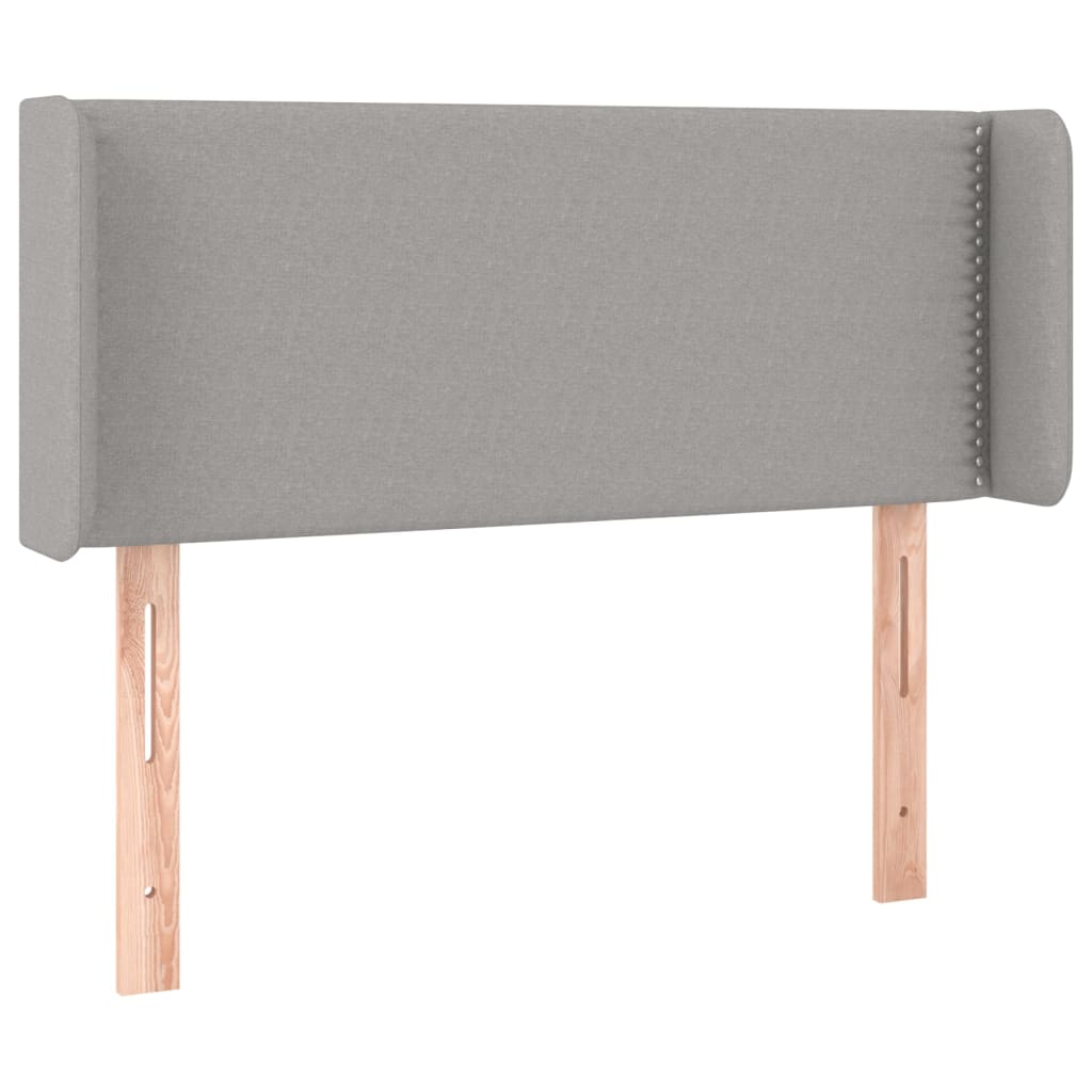 Cabeceira de cama c/ luzes LED tecido 93x16x78/88cm cinza-claro