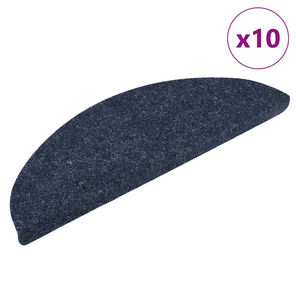 Tapetes de escada autoadesivos 10 peças 56x17x3 cm azul meia-lua