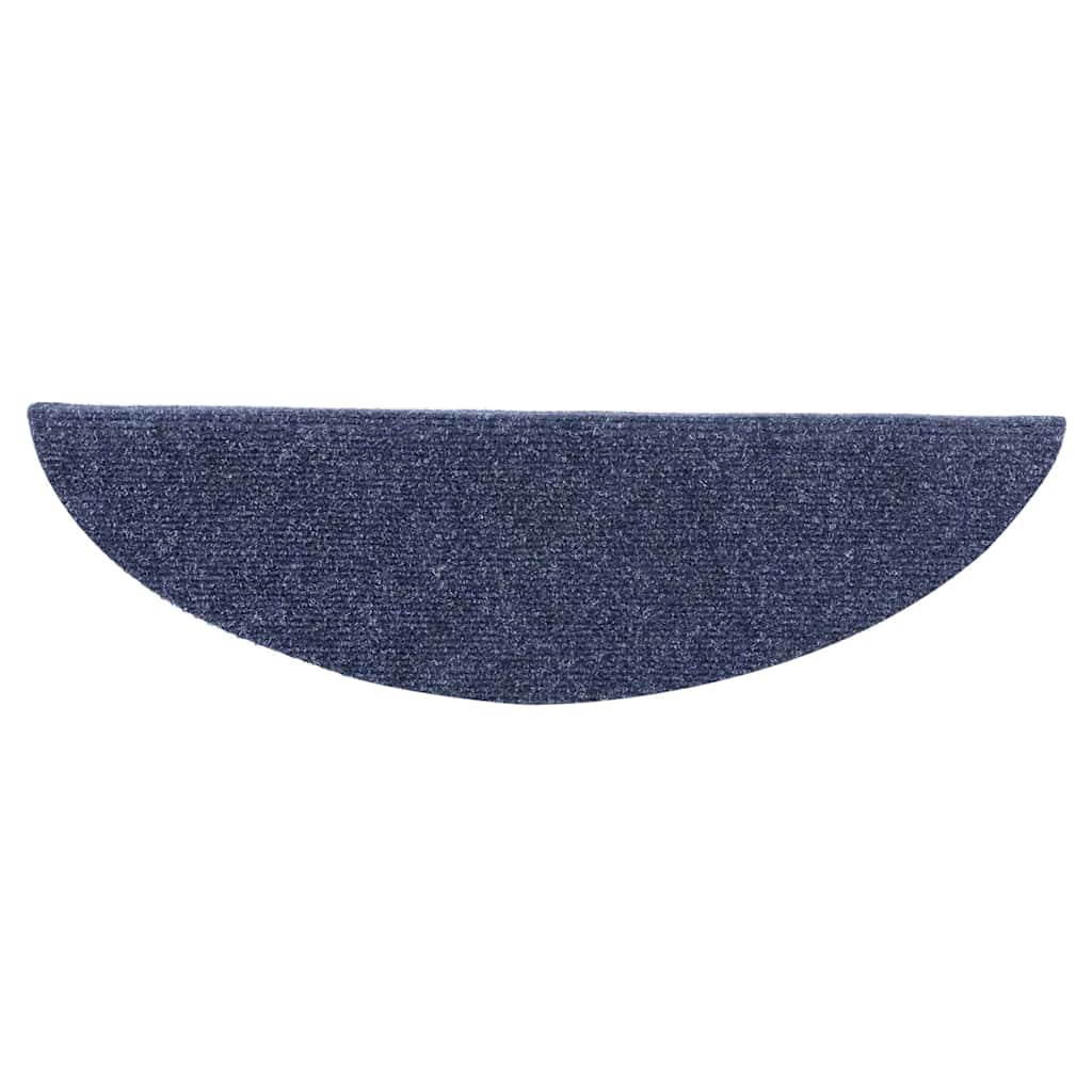 Tapetes de escada autoadesivos 10 peças 56x17x3 cm azul meia-lua