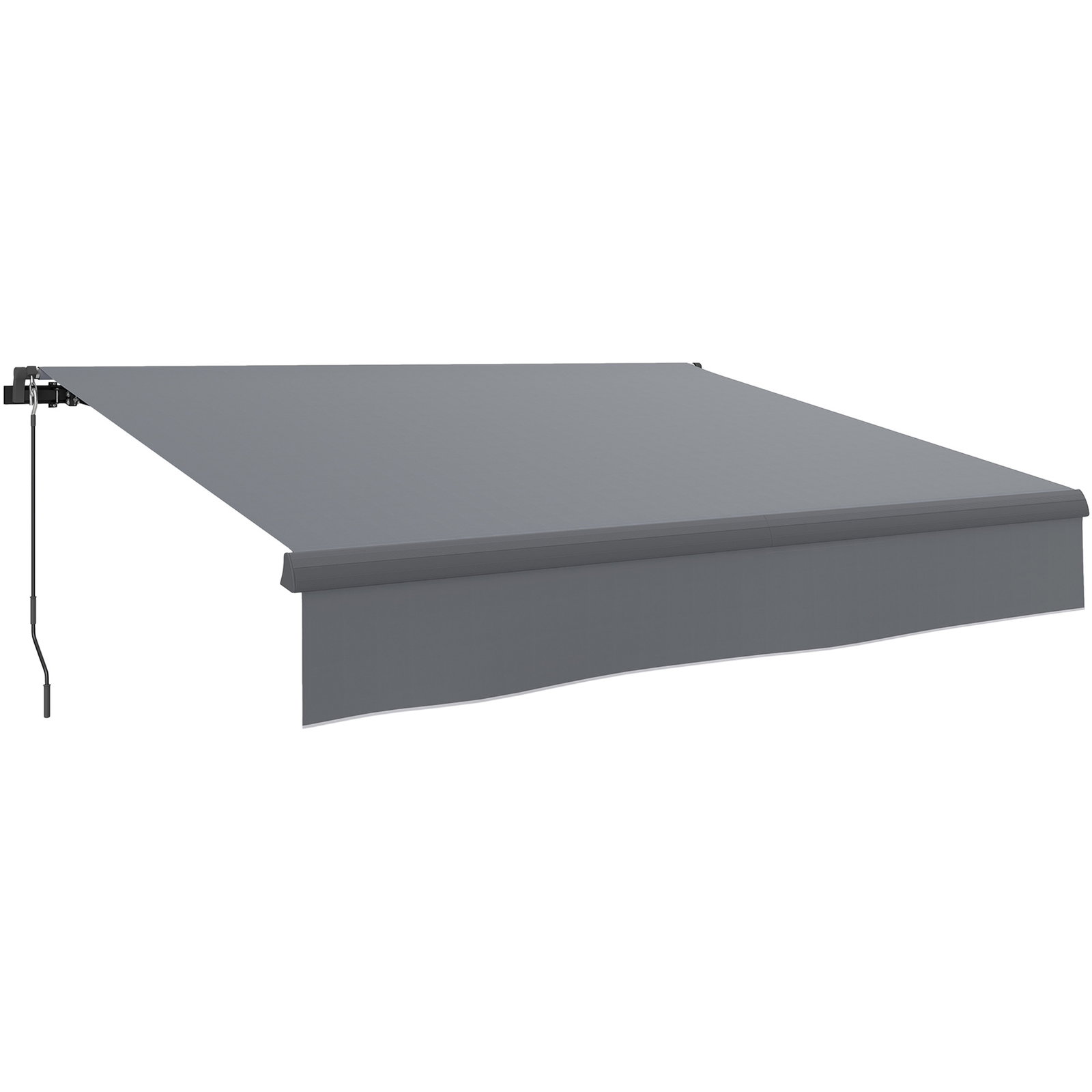 Toldo retrátil manual para jardim ajustável com manivela proteção UV estrutura de metal e alumínio 295x200 cm cinzento