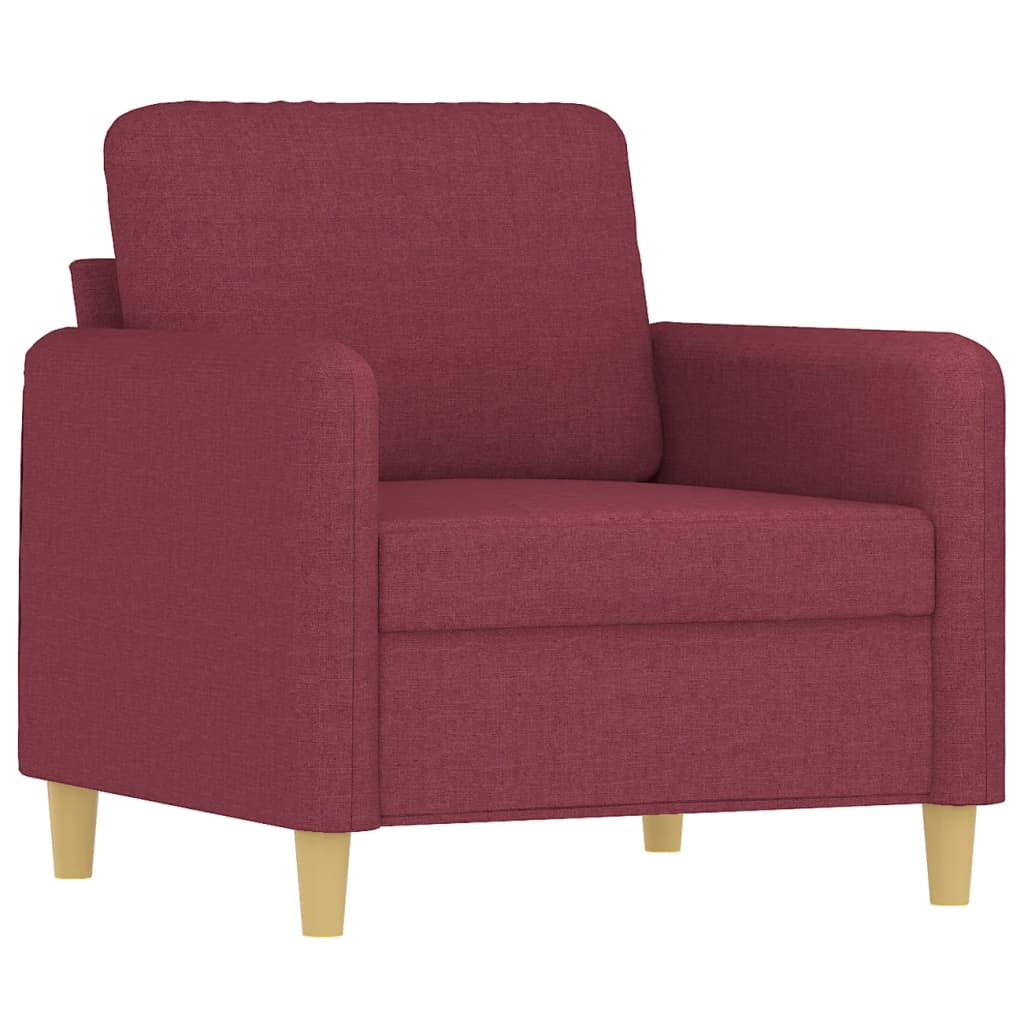3 Pcs conjunto de sofás com almofadões tecido vermelho tinto