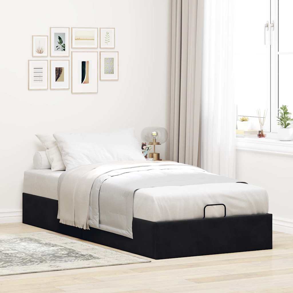 Otomano bed frame no colchão preto 90x200 cm veludo