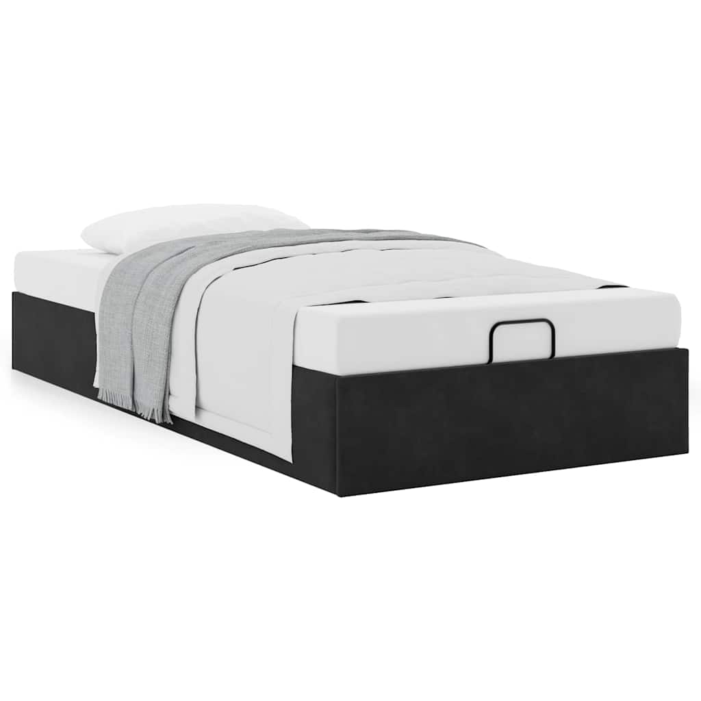 Otomano bed frame no colchão preto 90x200 cm veludo
