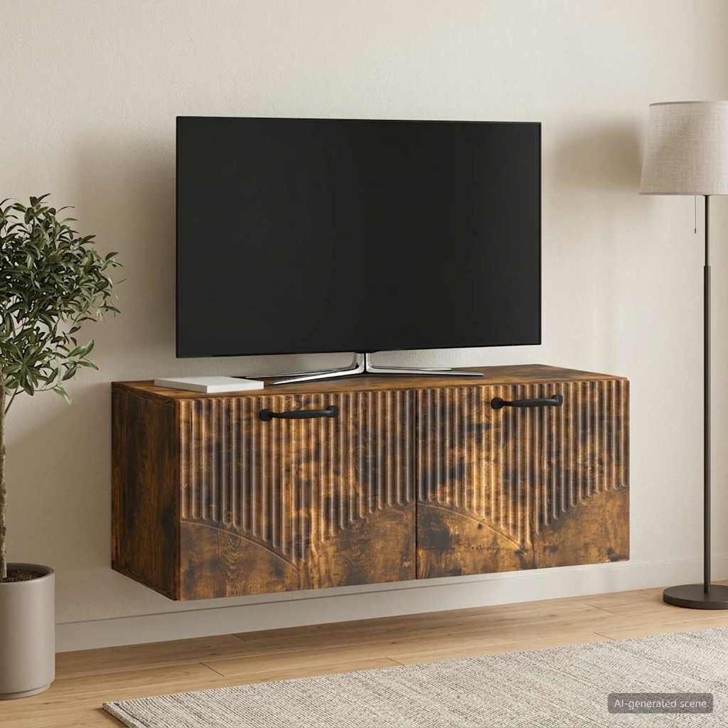 Gabinete de TV de parede carvalho fumado 78,5 x 31 x 30 cm