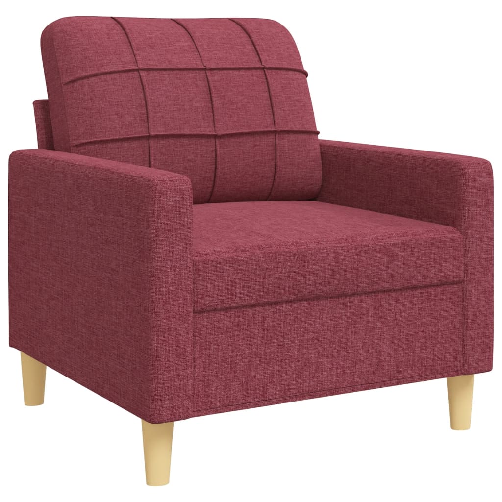 3 Pcs conjunto de sofás tecido vermelho-tinto