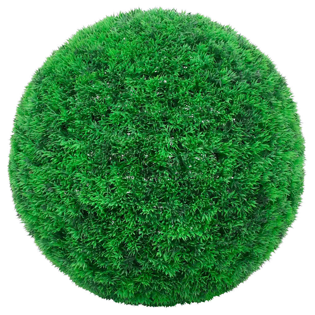 Bolas artificiais de buxo com luzes LED 2 pcs verde 52 cm