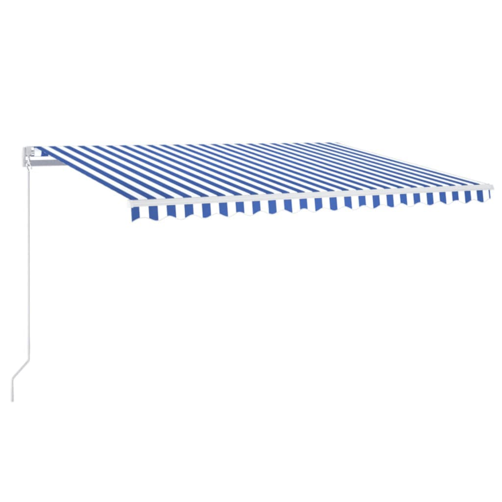 Toldo retrátil manual 450x350 cm azul e branco