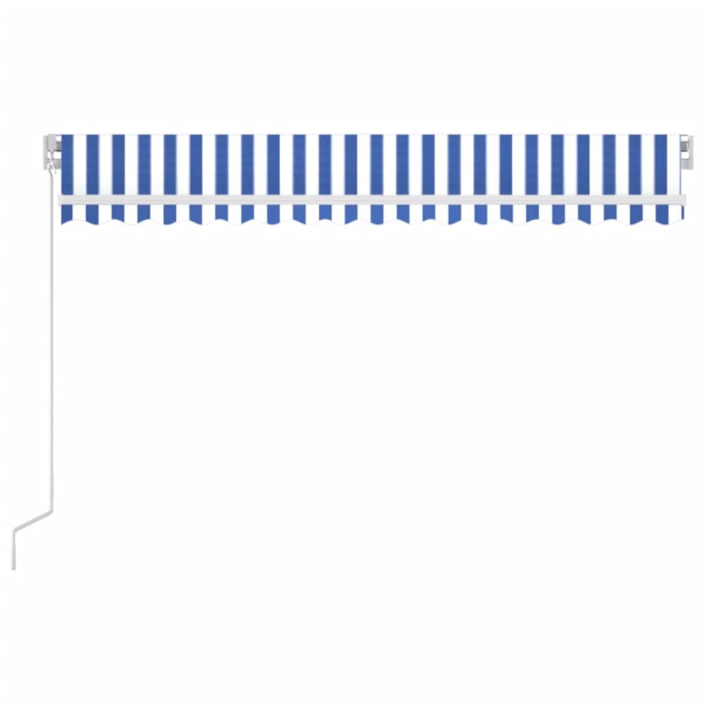 Toldo retrátil manual 450x350 cm azul e branco
