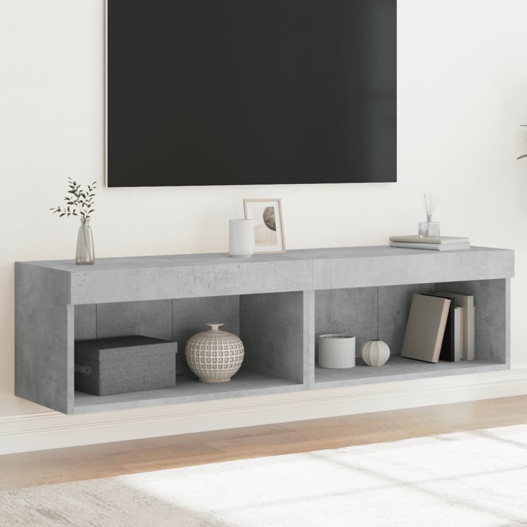 Móveis de TV com luzes LED 2 pcs 60x30x30 cm cinzento cimento