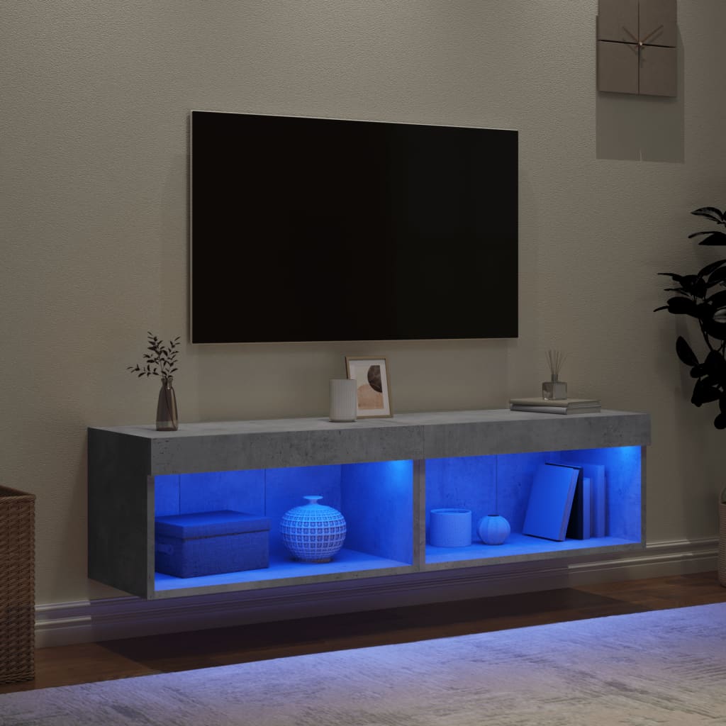 Móveis de TV com luzes LED 2 pcs 60x30x30 cm cinzento cimento