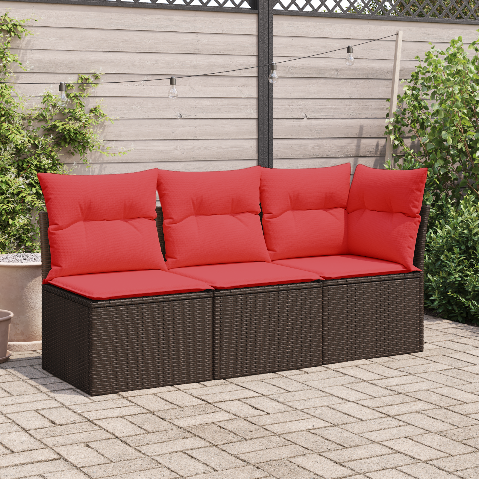 | Sofá de jardim | com almofada castanho 62 x 62 x 69 cm vime PE