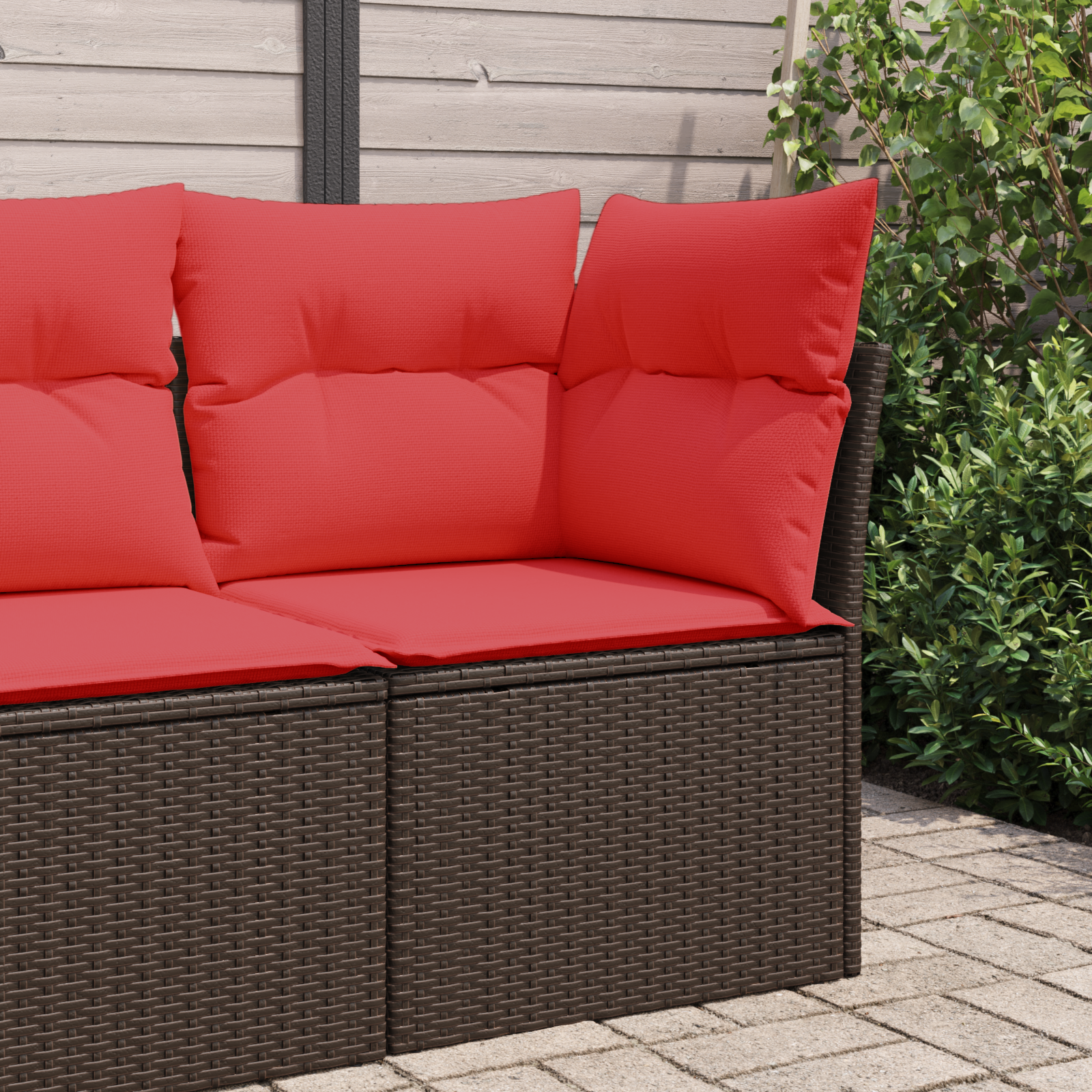 | Sofá de jardim | com almofada castanho 62 x 62 x 69 cm vime PE