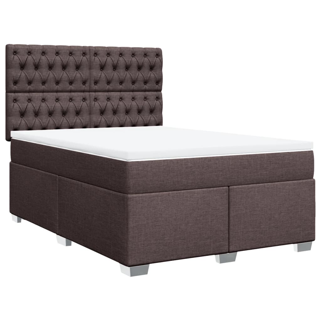 Cama com molas/colchão 140x190 cm tecido castanho-escuro