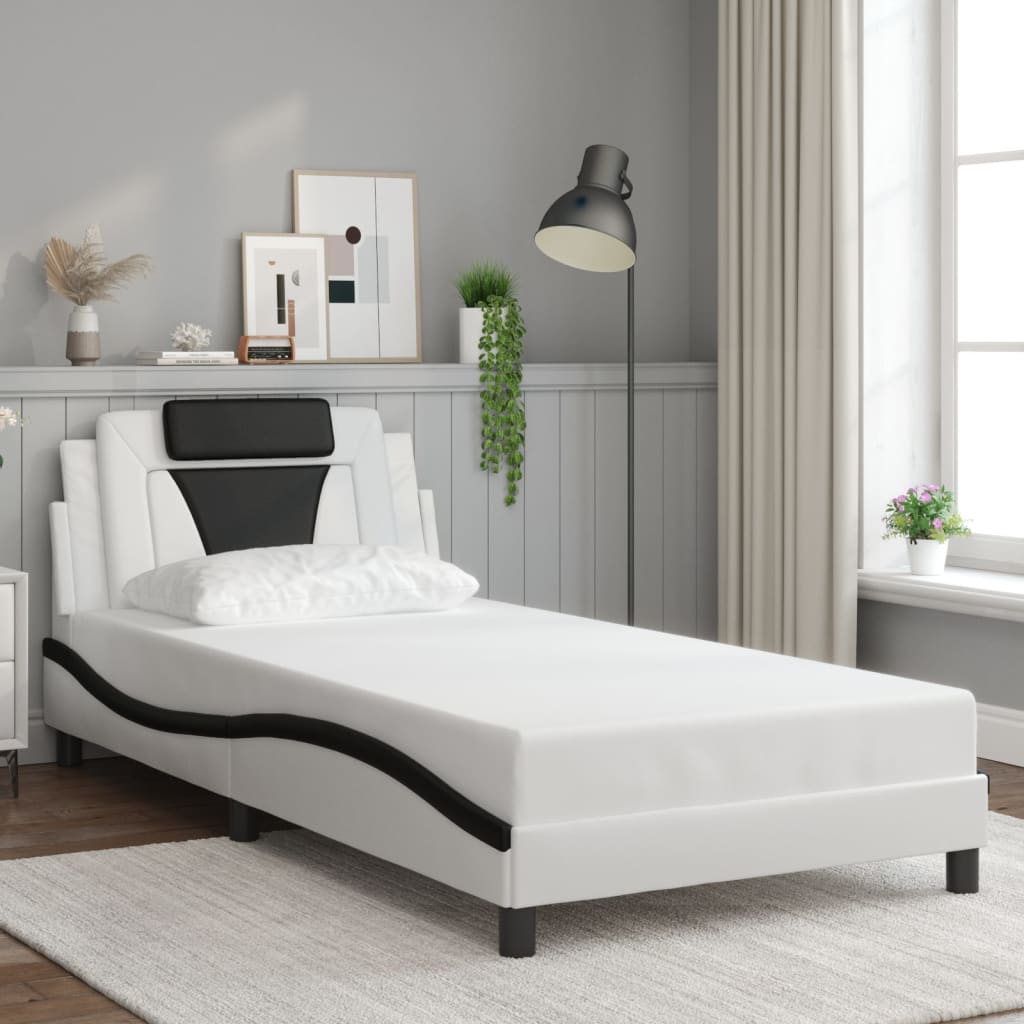 Estrutura de cama viana com LED sem colchão 100x200cm branco/preto