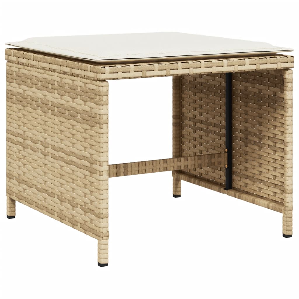 17 Pcs conjunto de jantar p/ jardim c/ almofadões vime PE bege
