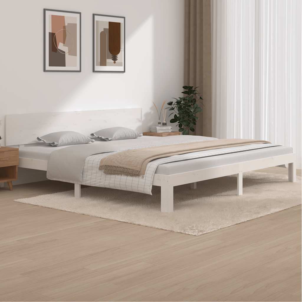 Estrutura de cama 200x200 cm pinho maciço branco