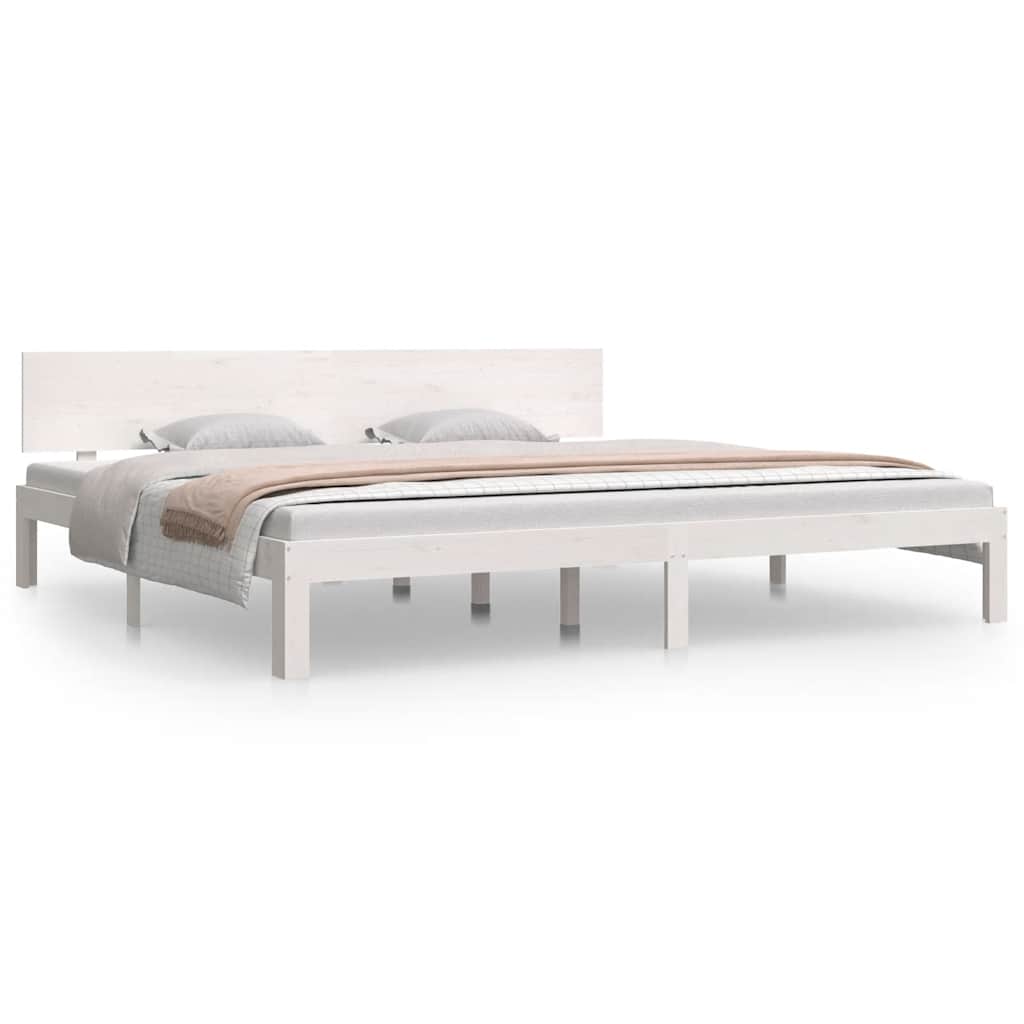 Estrutura de cama 200x200 cm pinho maciço branco