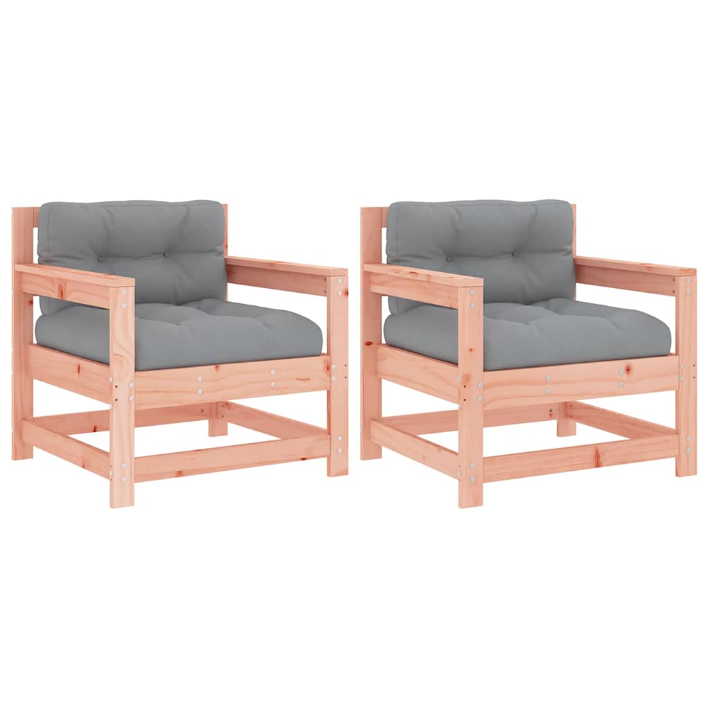 Cadeiras de jardim c/ almofadões 2pcs madeira de douglas maciça