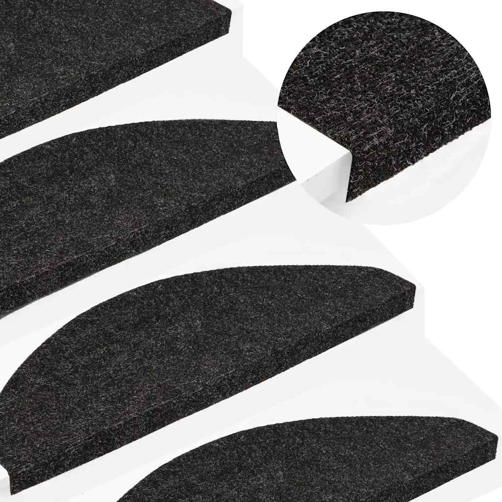 Tapetes de escada adesivos 20 pcs 56x17x3 cm preto