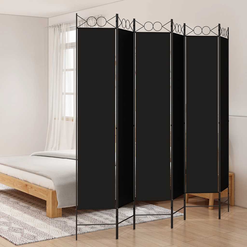 Divisória/biombo com 6 painéis 240x220 cm tecido preto