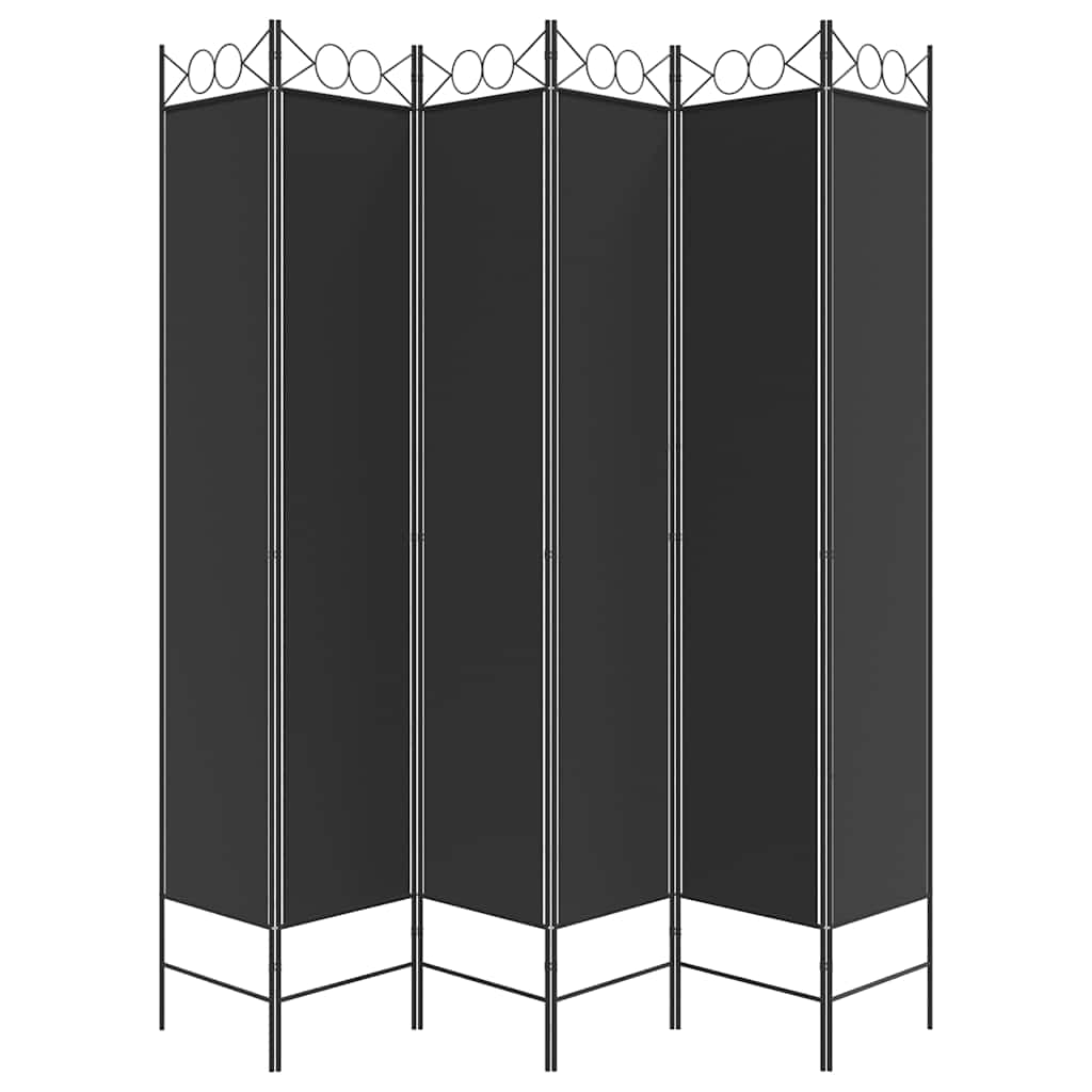 Divisória/biombo com 6 painéis 240x220 cm tecido preto