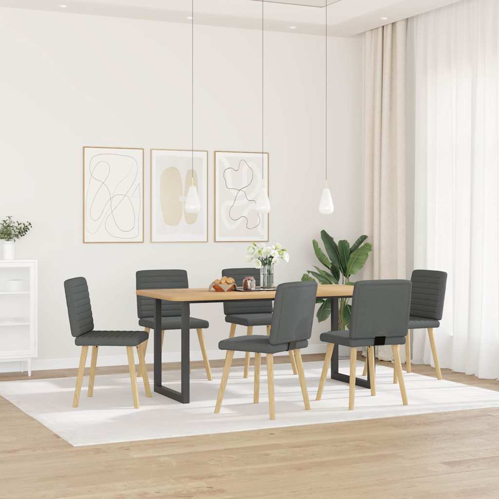 Cadeiras de jantar 6 pcs tecido cinzento-escuro