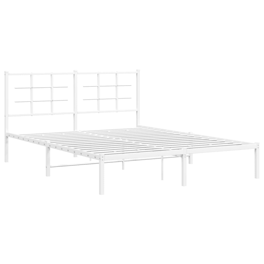 Estrutura de cama com cabeceira 160x200 cm metal branco
