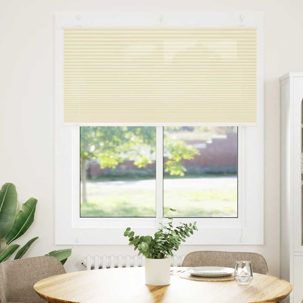 Plissado cego creme 120x100cm largura tecido 119,4 cm poliéster
