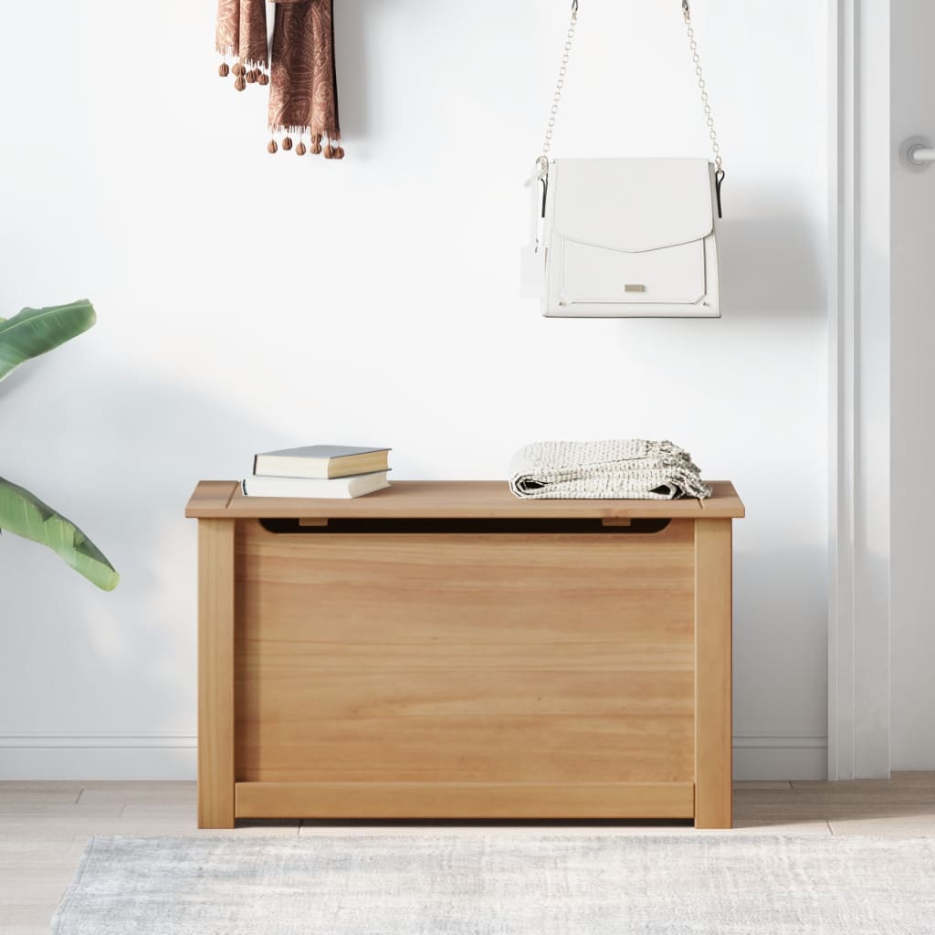 Caixa de arrumação com tampa panama 79x42x46 cm pinho maciço