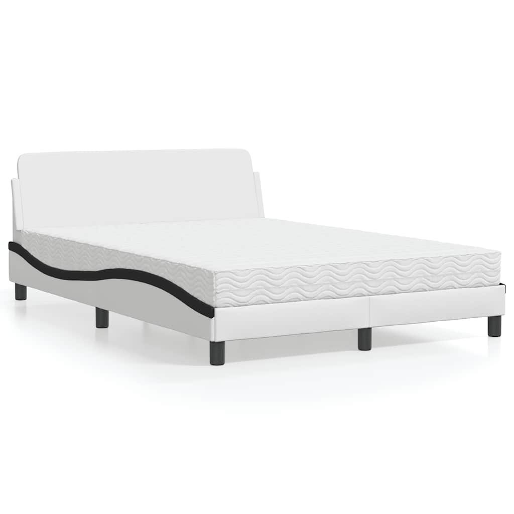 Cama com colchão dover 140x190 cm couro artificial preto e branco