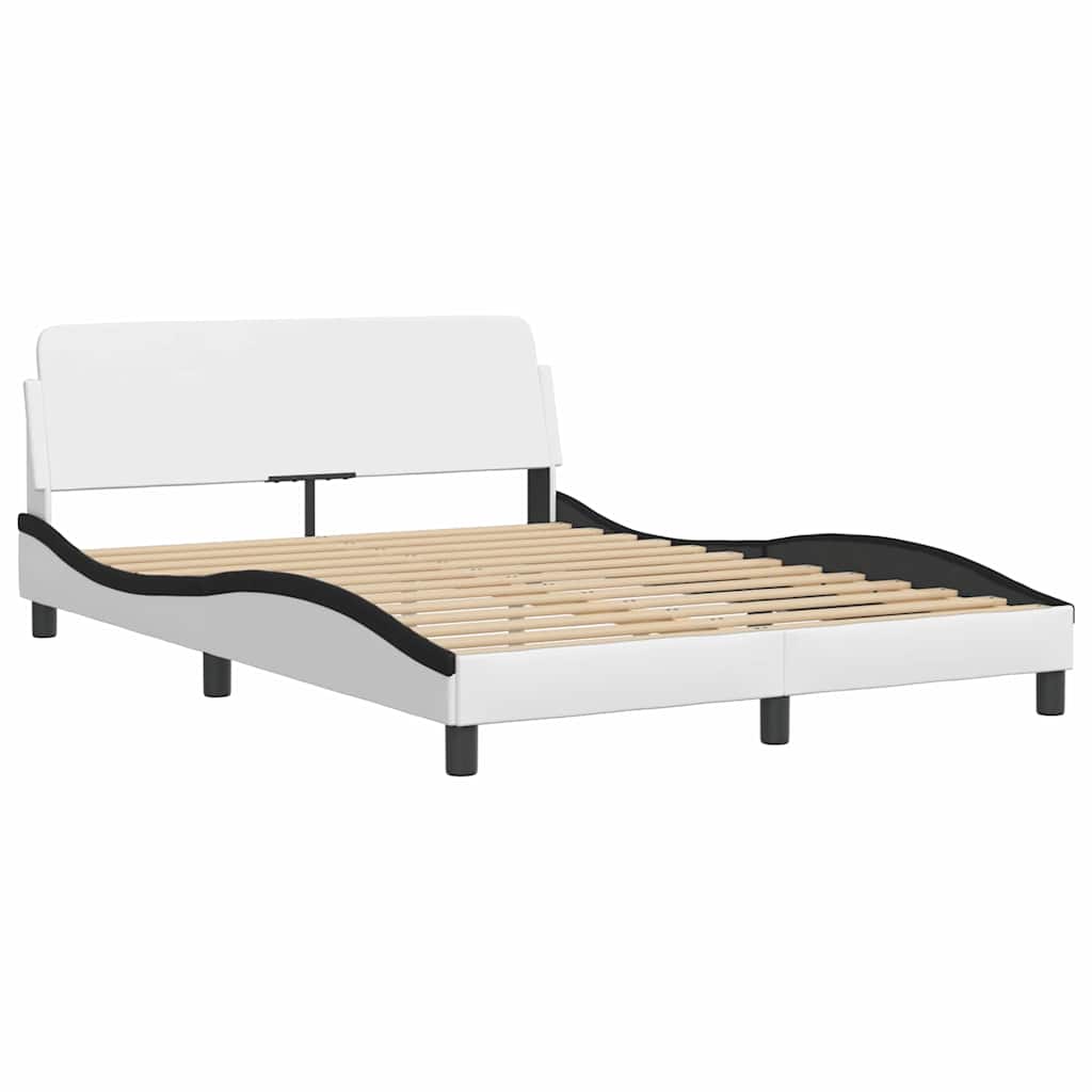 Cama com colchão dover 140x190 cm couro artificial preto e branco