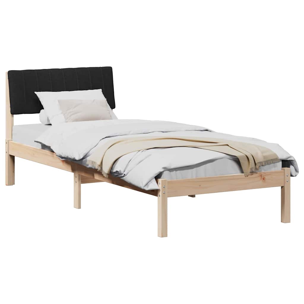 Estrutura da cama com cabeceira castanho e preto 75 x 190 cm