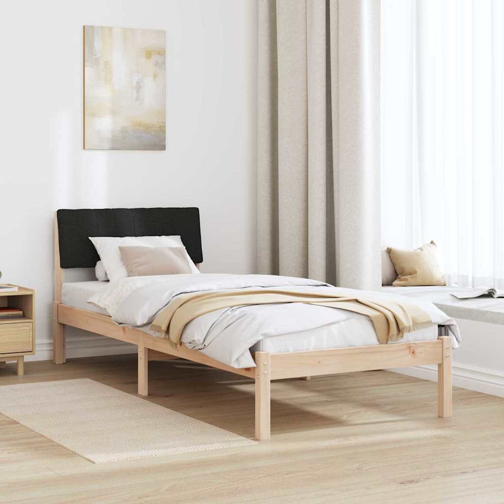 Estrutura da cama com cabeceira castanho e preto 75 x 190 cm