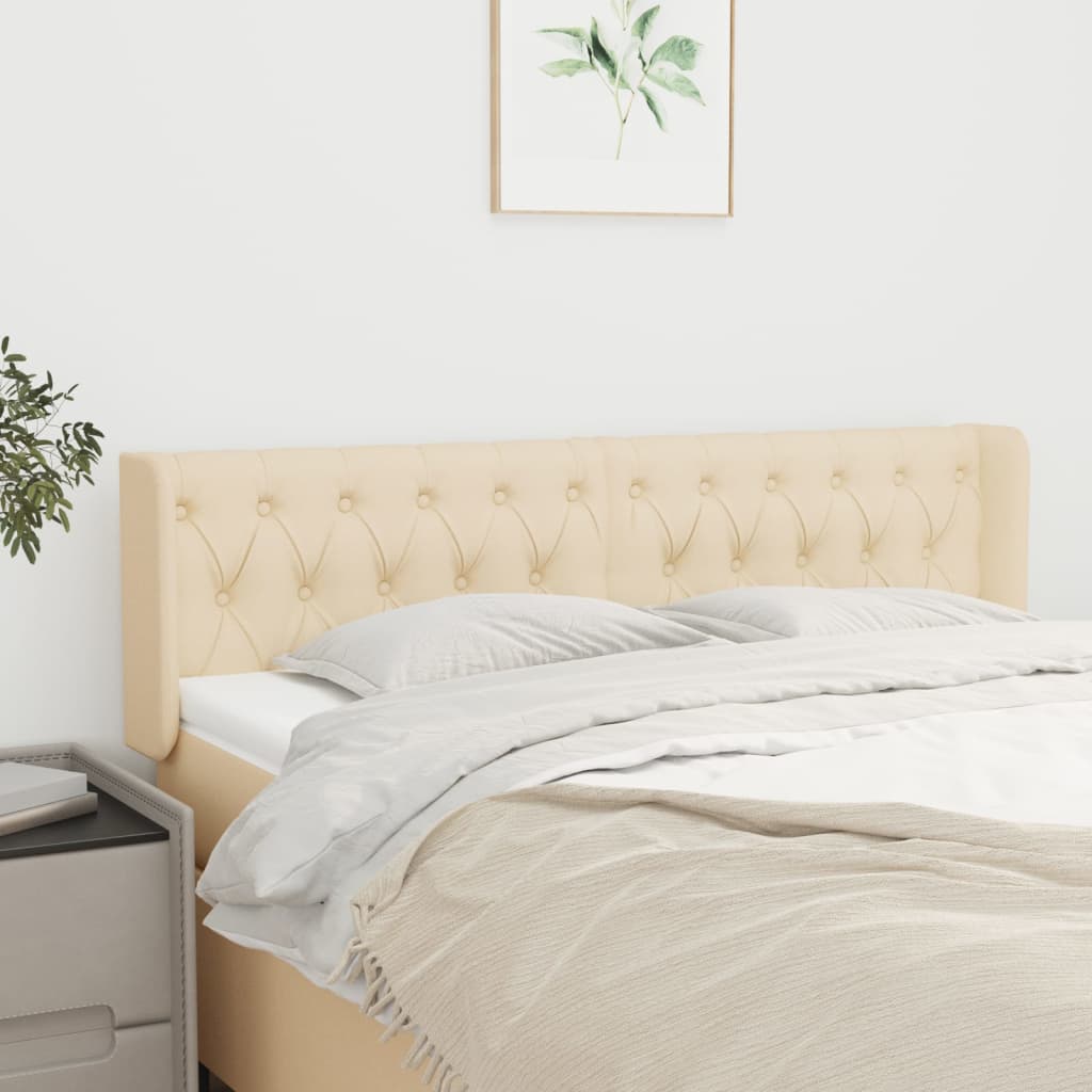 Cabeceira de cama c/ abas tecido 163x16x78/88 cm creme