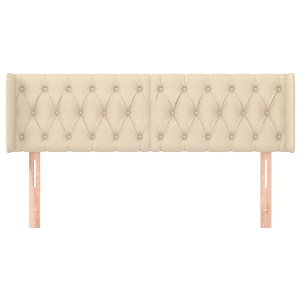 Cabeceira de cama c/ abas tecido 163x16x78/88 cm creme