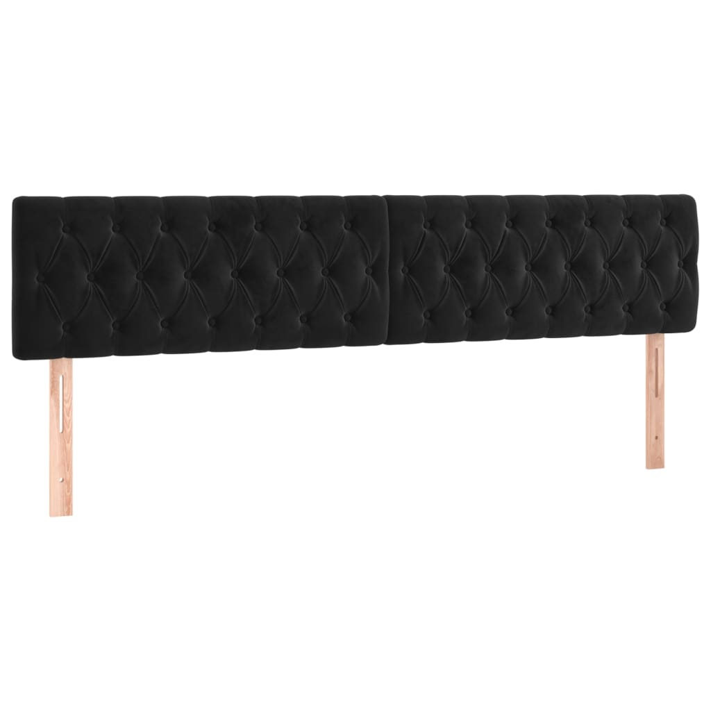 Cabeceira de cama c/ luzes LED veludo 200x7x78/88 cm preto