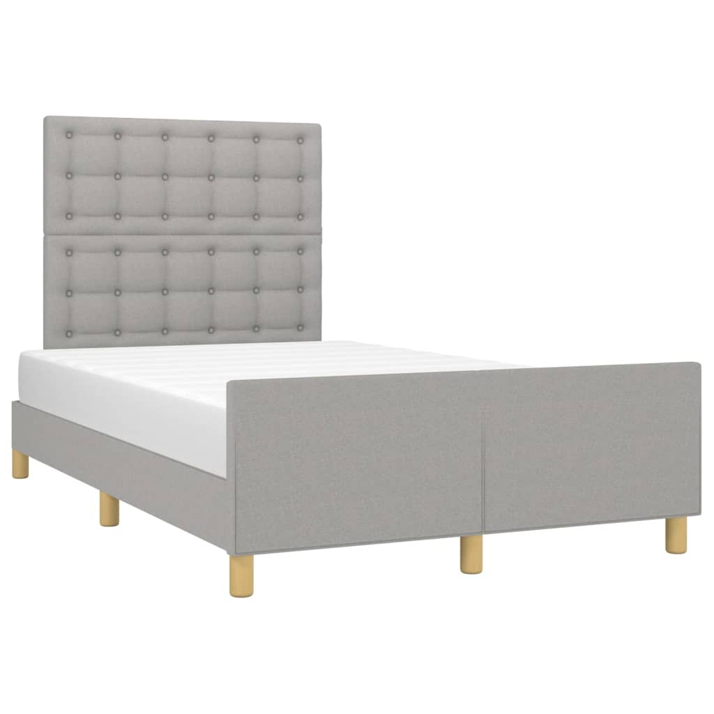 Estrutura de cama sem colchão 120x200 cm tecido cinzento-claro