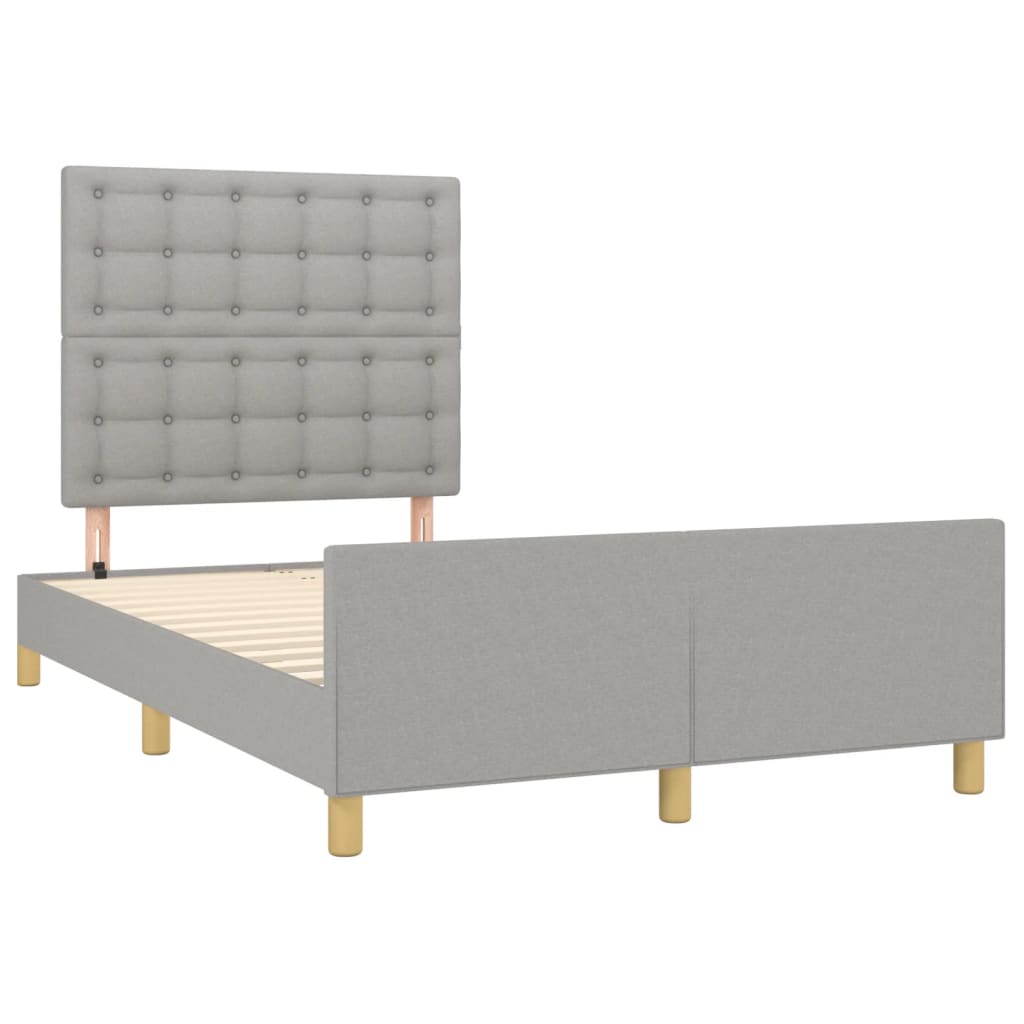 Estrutura de cama sem colchão 120x200 cm tecido cinzento-claro
